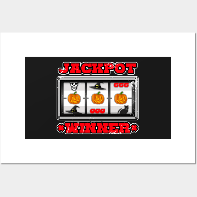 Pumpkin Casino Slot Machine Halloween Gambling Wall Art by Redmanrooster